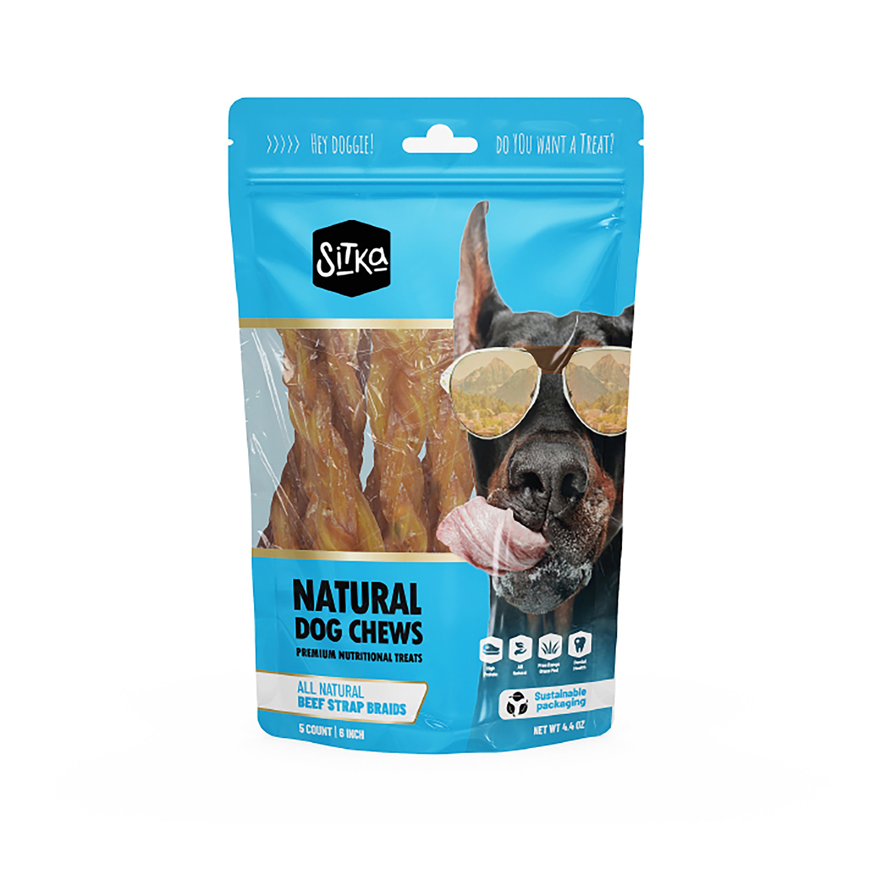 Sitka Farms Beef Back Strap Braid Dog Natural Chew Treat dog Bones