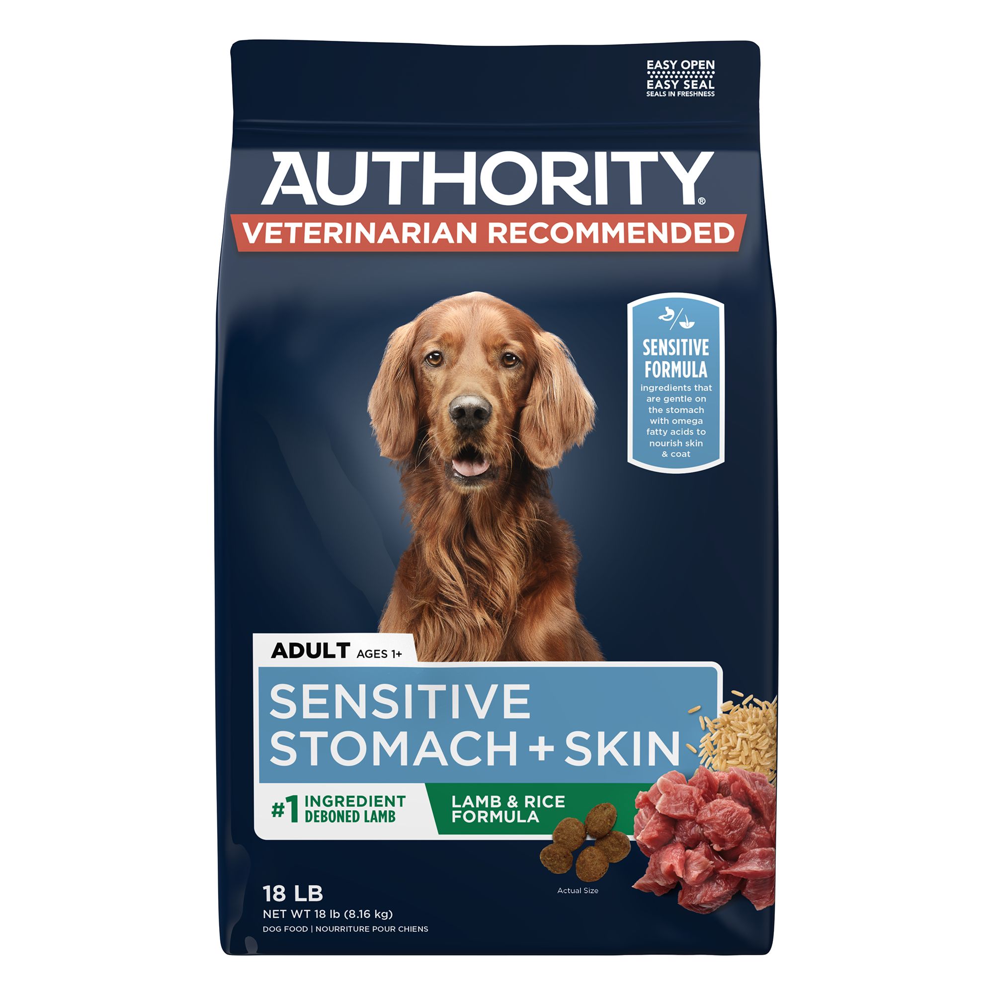 Authority Sensitive Stomach Skin Adult Dog Dry Food Lamb Rice