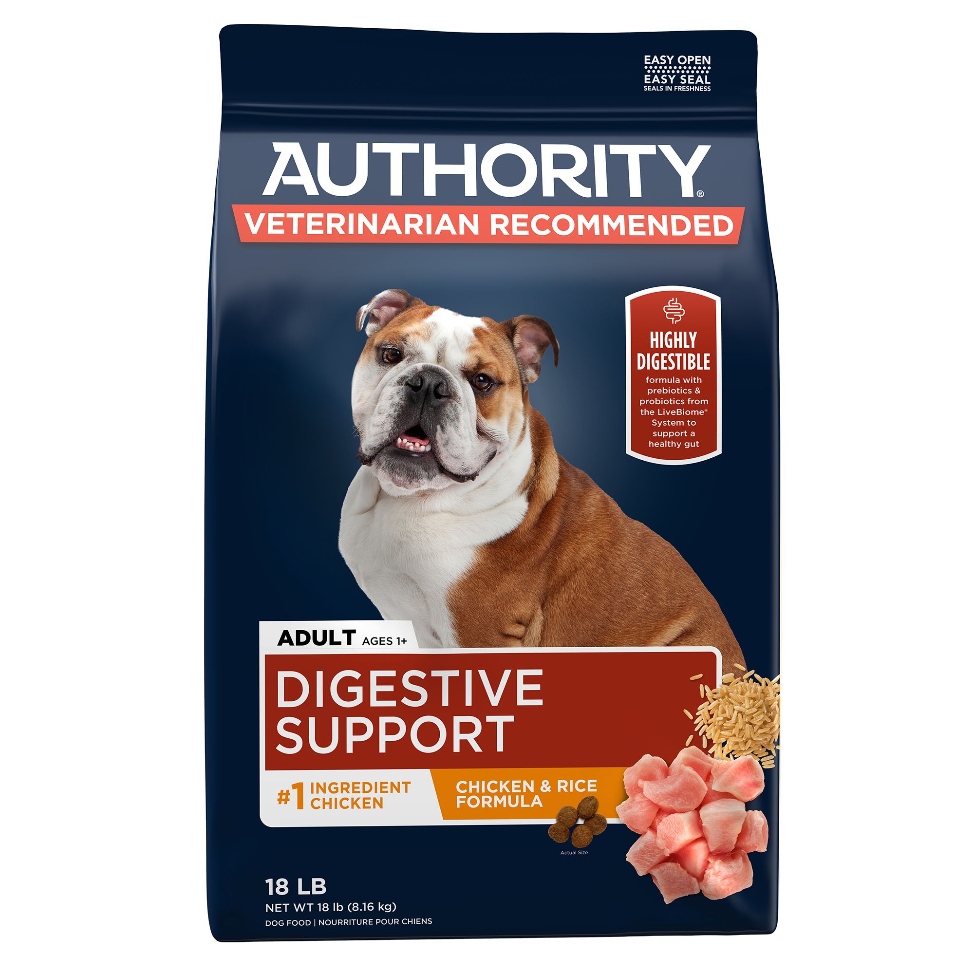 Authority Digestive Support Adult Dog Dry Food Chicken Rice