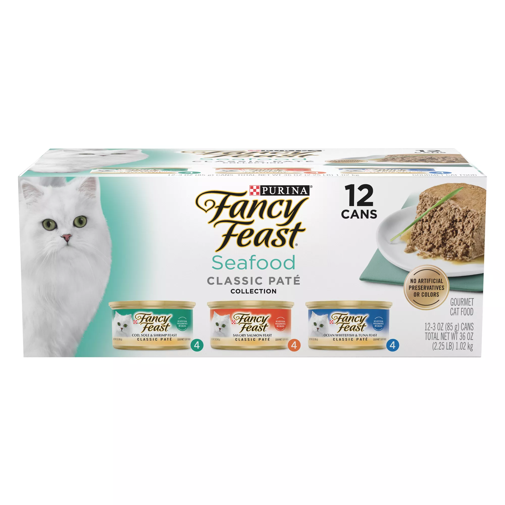Fancy Feast Wet Cat Food Seafood - Variety Pack, 12 CT, 36 OZ