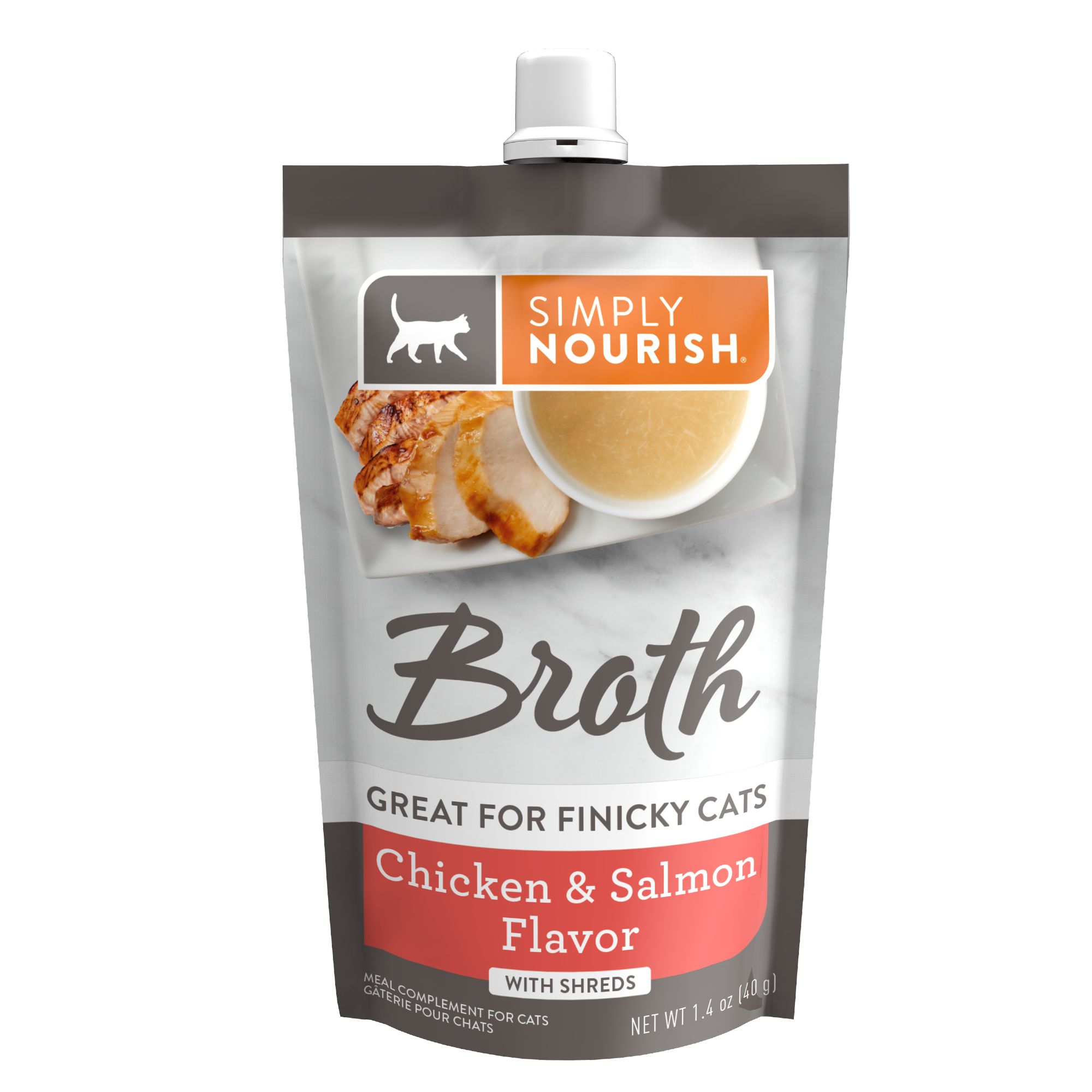 Simply Nourish Natural Cat Food Topper - Broth with Shreds, 1.4 oz