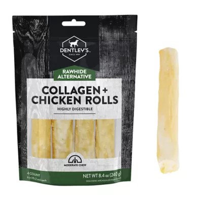 Product Dentley's Rawhide Alternative Collagen Rolls 4 Count 8.4 OZ
