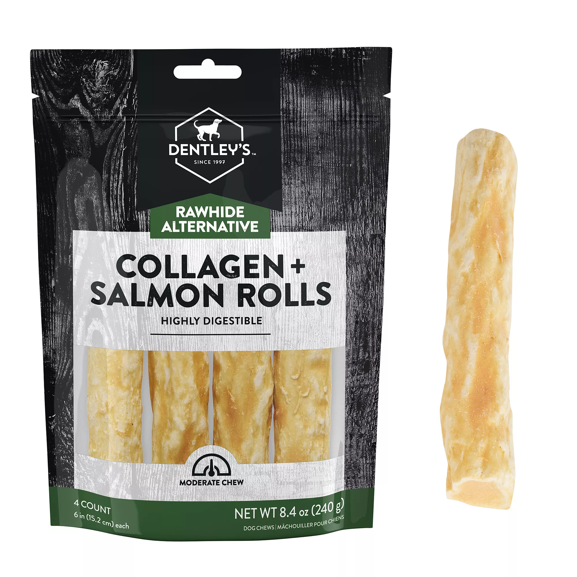 Dentley's Rawhide Alternative Collagen Rolls 4 Count 8.4 OZ