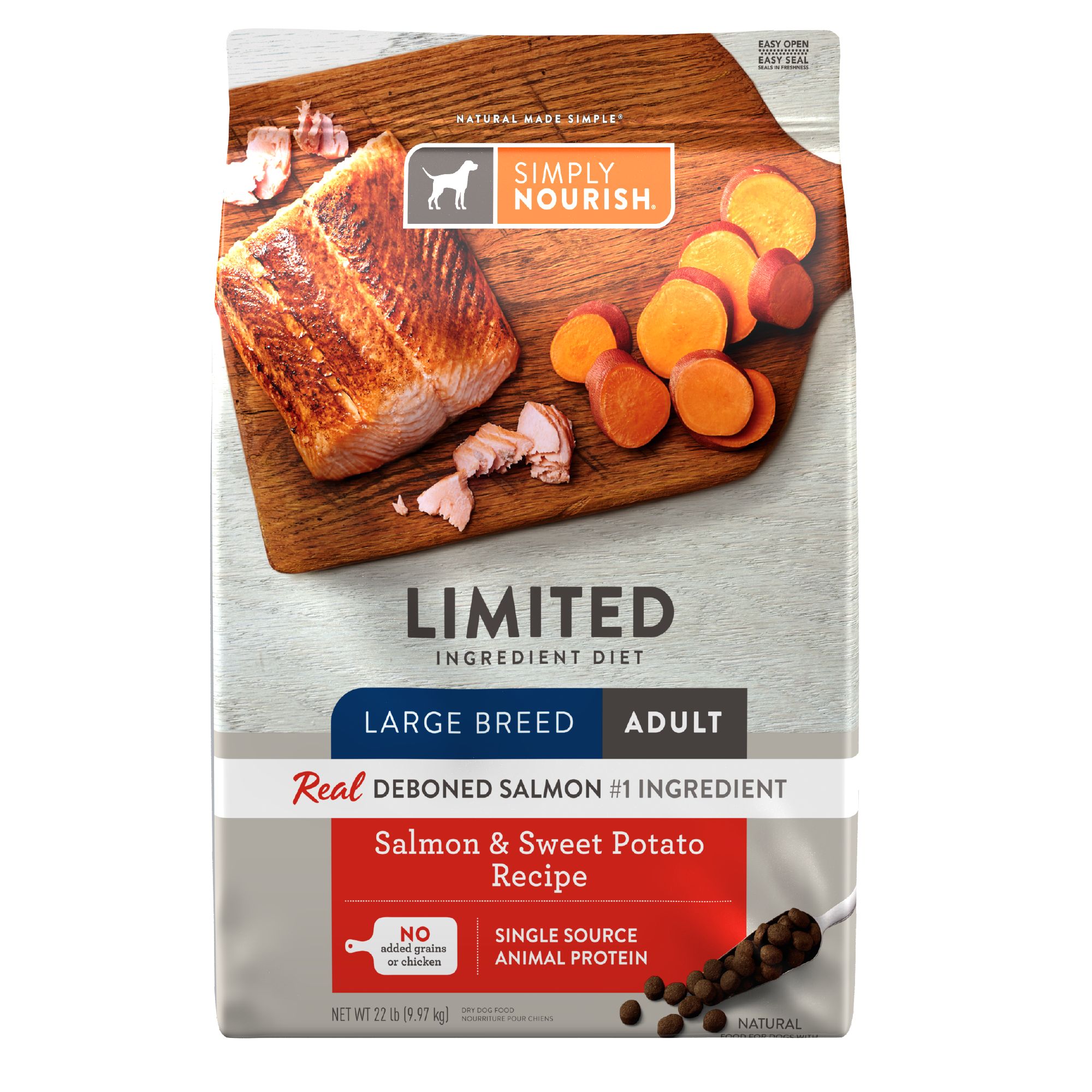 Simply Nourish Large Breed Adult Dog Food Salmon Sweet Potato Recipe