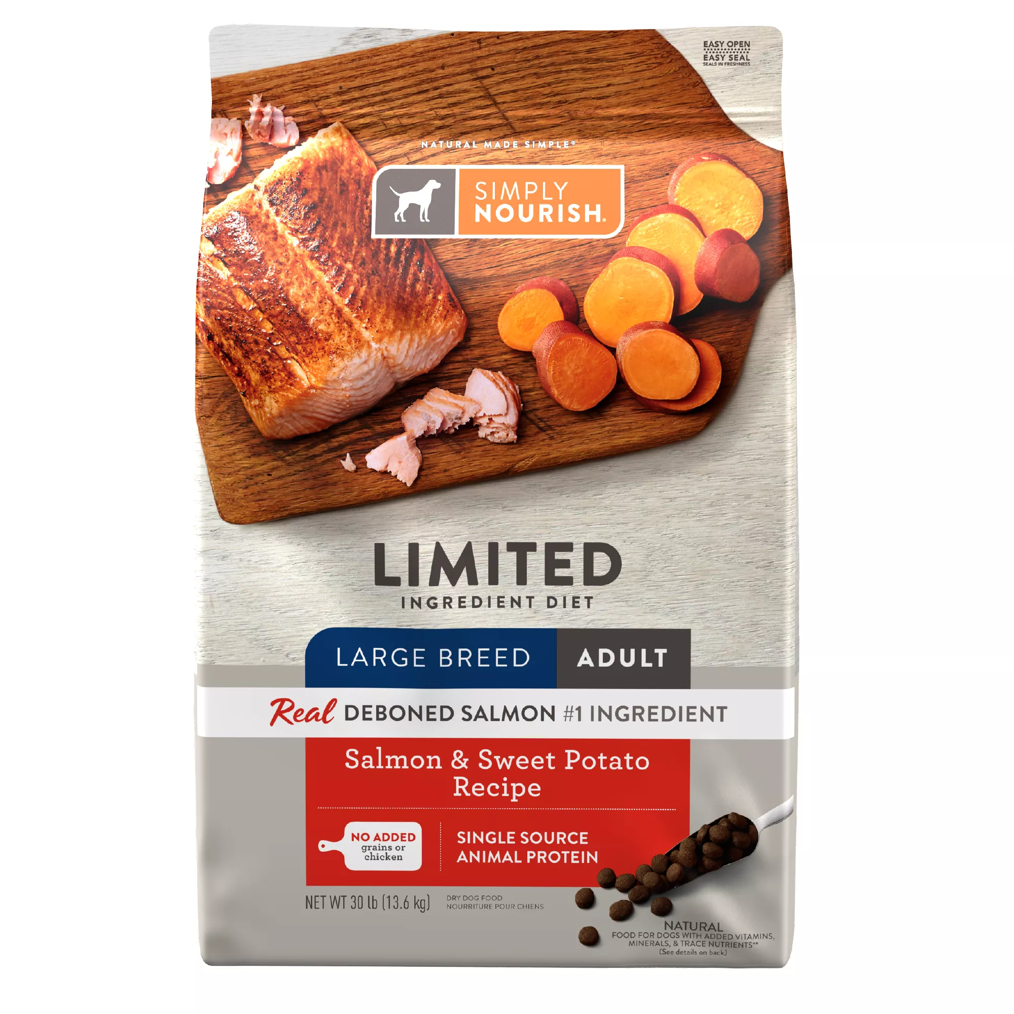 Simply Nourish Large Breed Adult Dog Food - Salmon & Sweet Potato Recipe