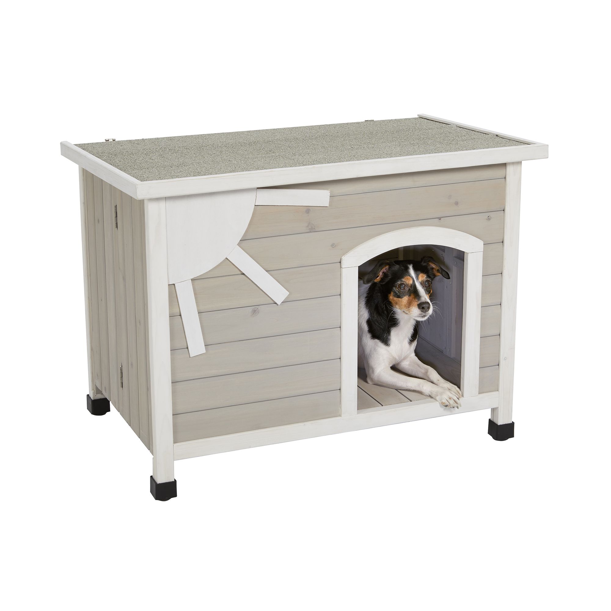 Midwest Eillo Folding Outdoor Wood Dog House Beige Small