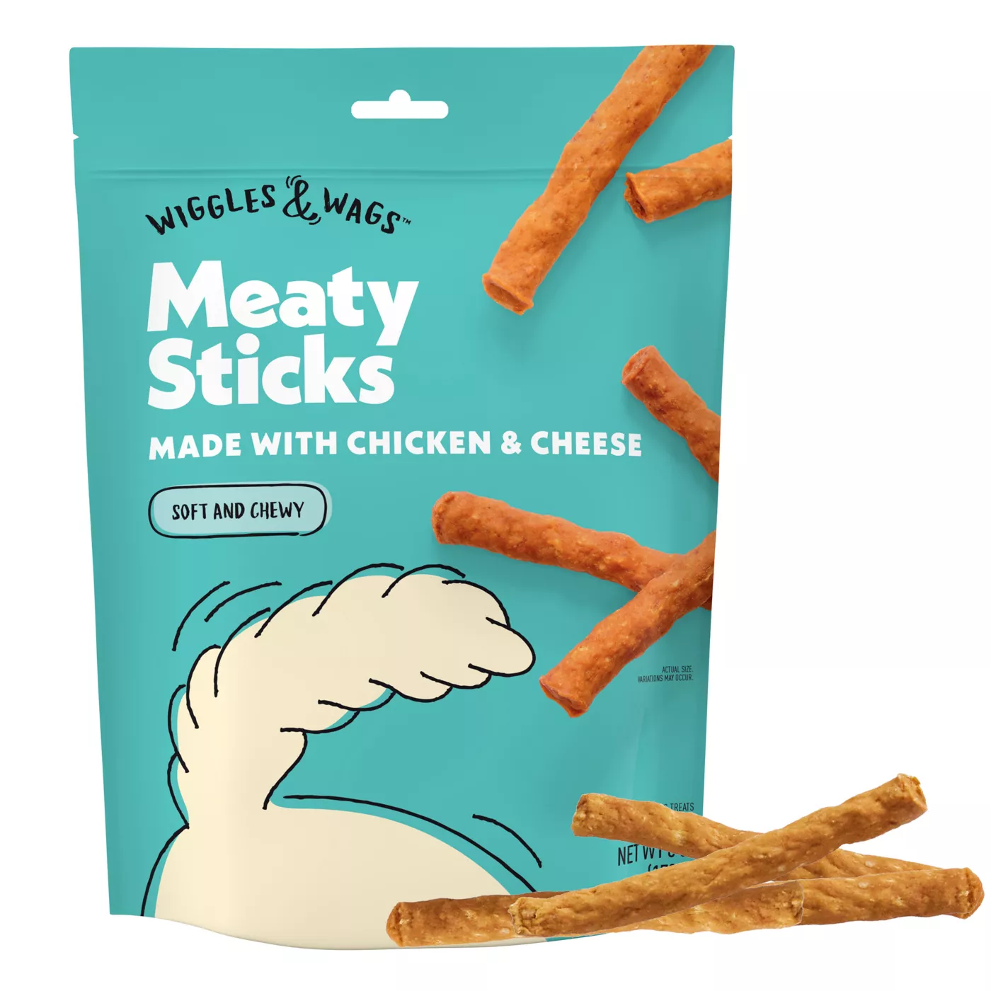 Wiggles Wags Chicken Cheese Meaty Sticks Dog Treats 6 OZ