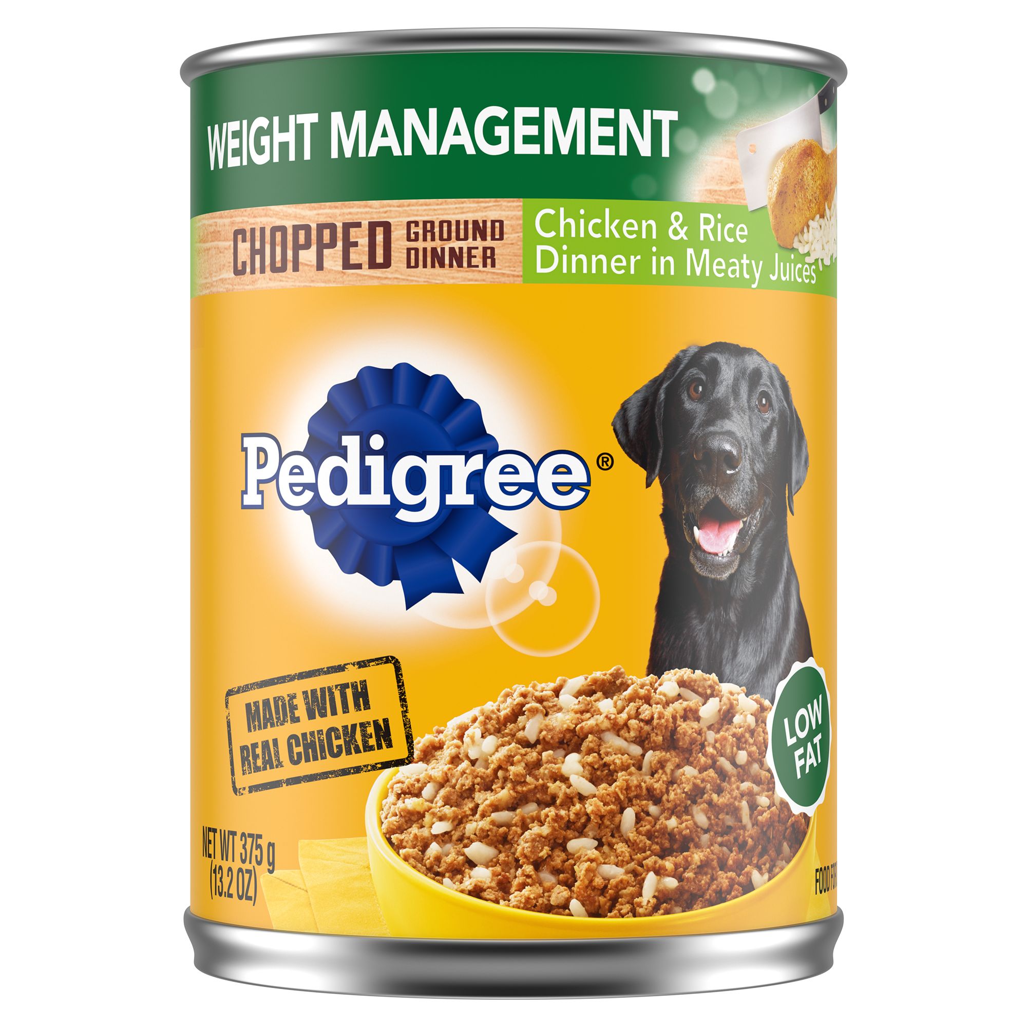 Pedigree Chopped Ground Dinner Weight Management Chicken Rice Wet Dog Food 13.2 oz