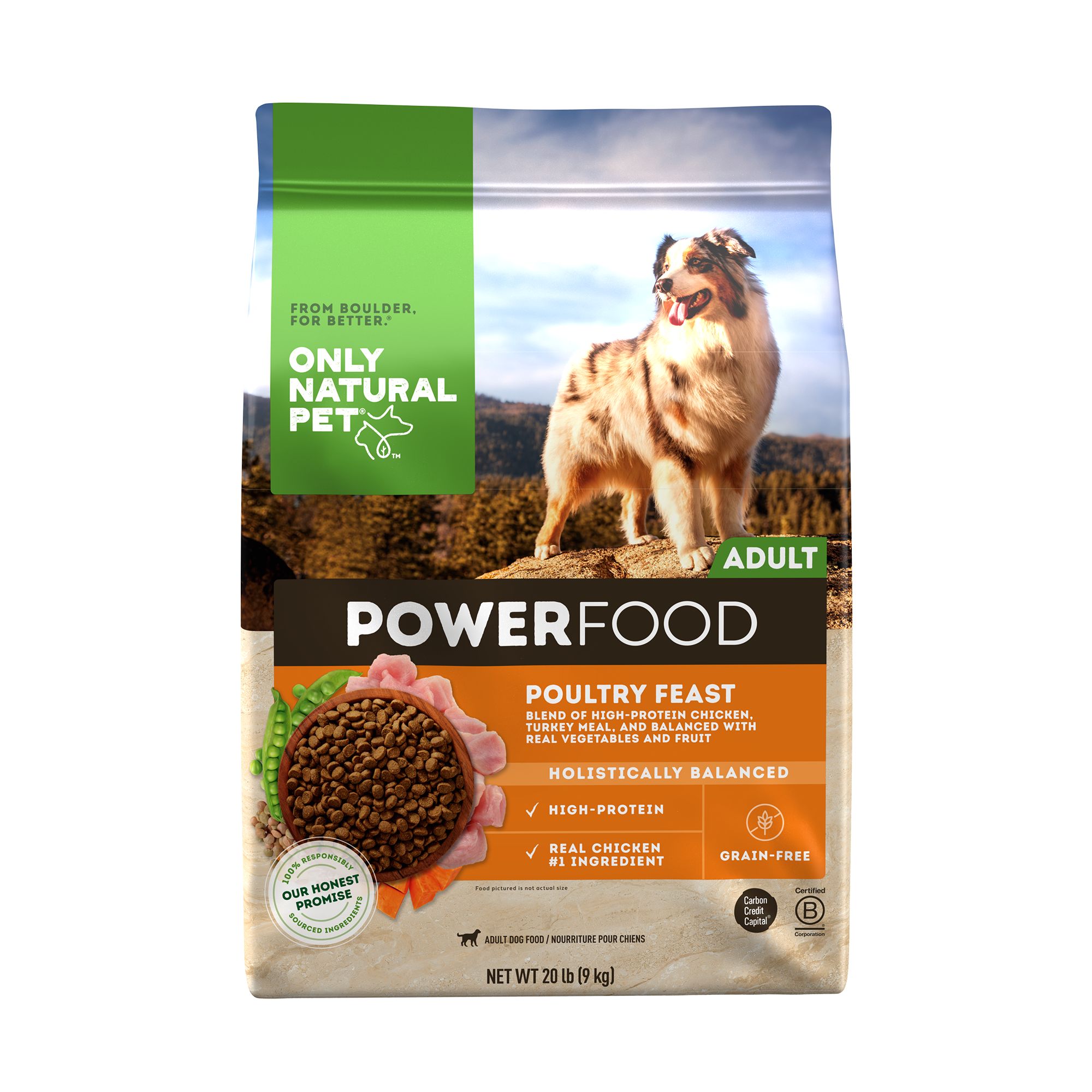 Only Natural Pets PowerFood Adult Dog Food Grain Free Poultry Feast