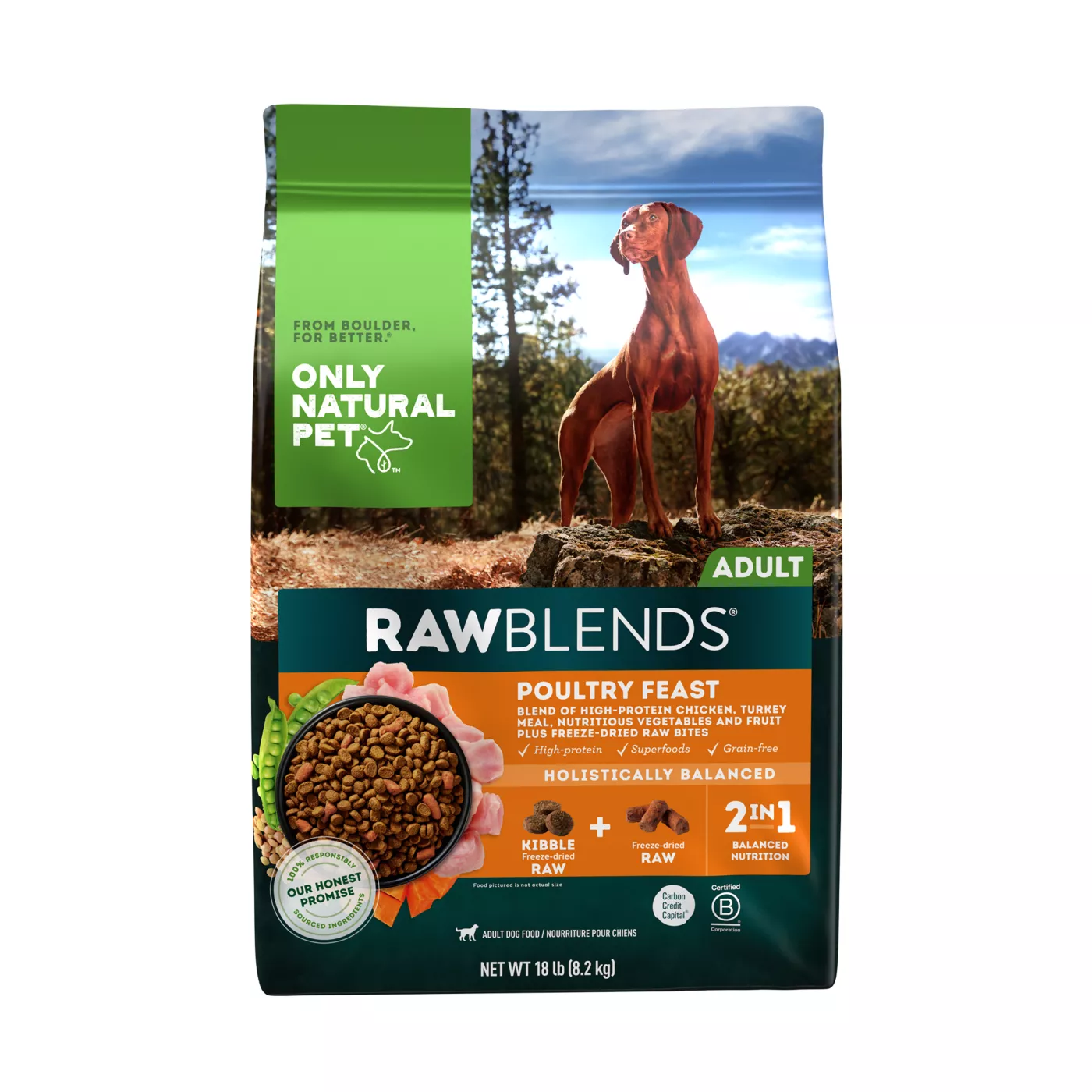 Only Natural Pets RawBlends Adult Dog Food Grain Free With Freeze Dried Bites Poultry Feast