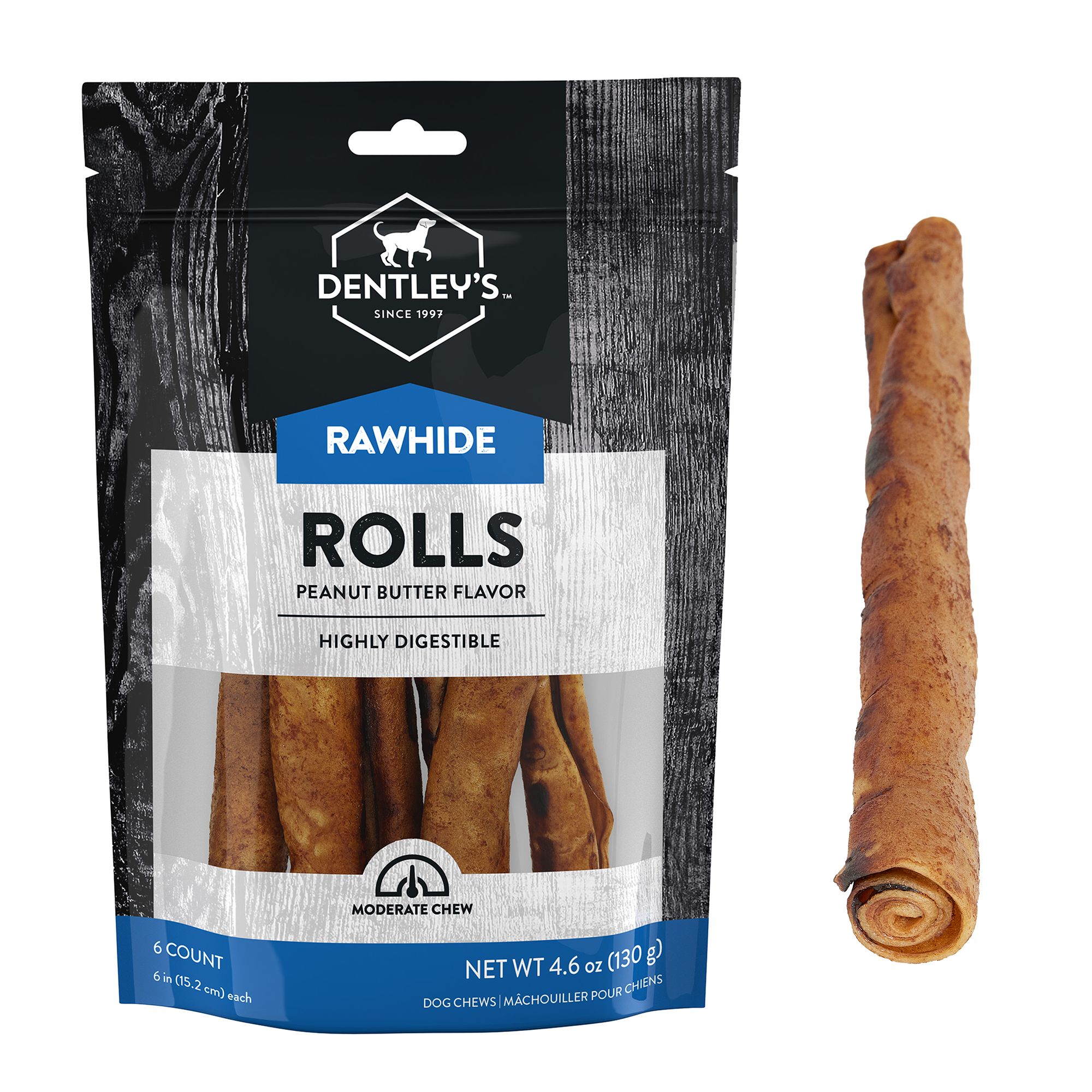 Peanut butter rawhide dog chews best sale