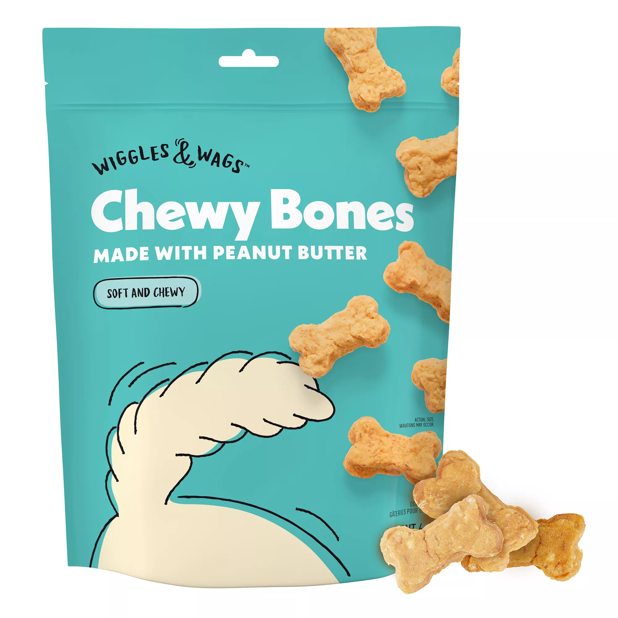 Wiggles & Wags Peanut Butter Chewy Bones Dog Treats 6 OZ