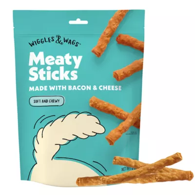 Wiggles Wags Bacon Cheese Meaty Sticks Dog Treats 6 OZ