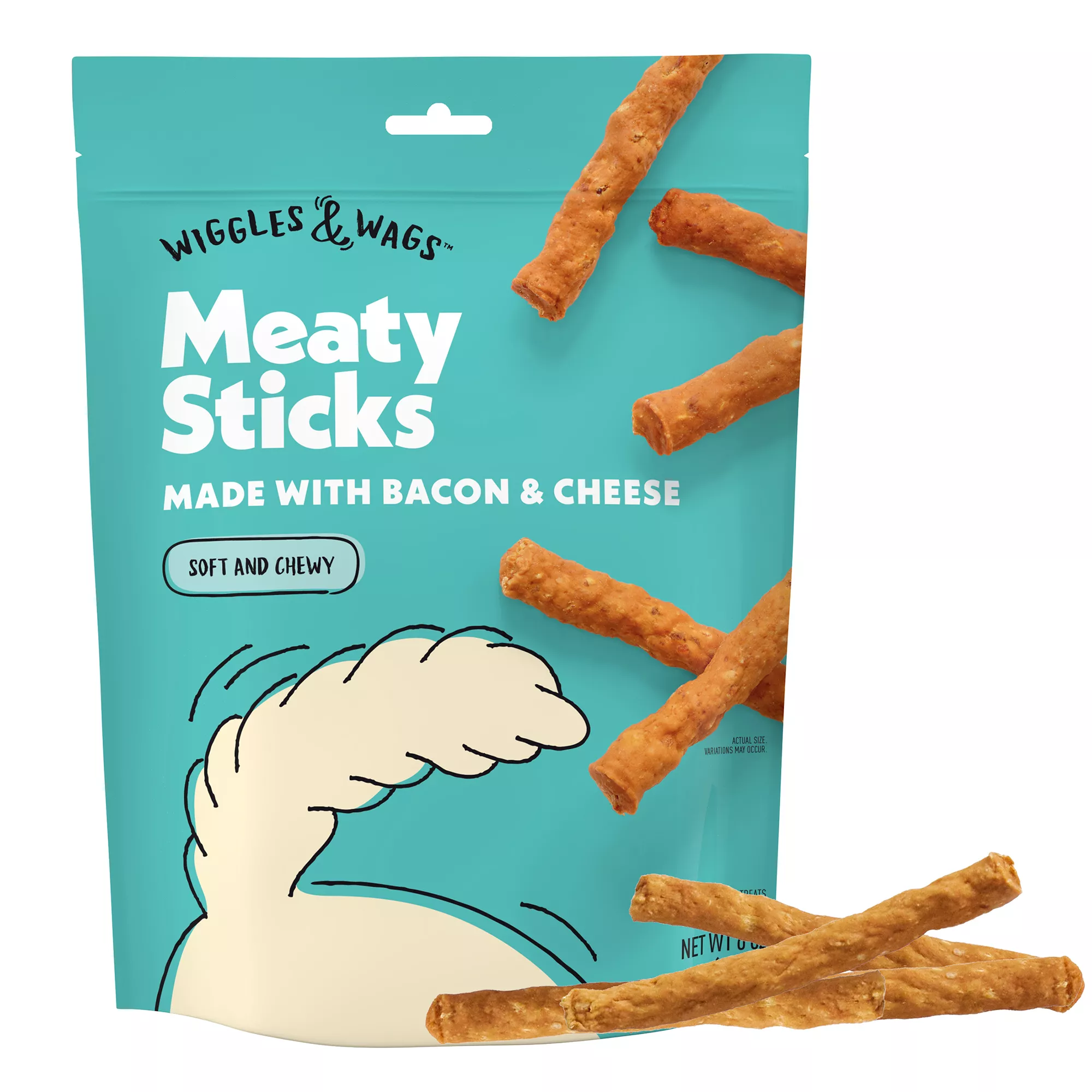 Wiggles & Wags Bacon & Cheese Meaty Sticks Dog Treats 6 OZ