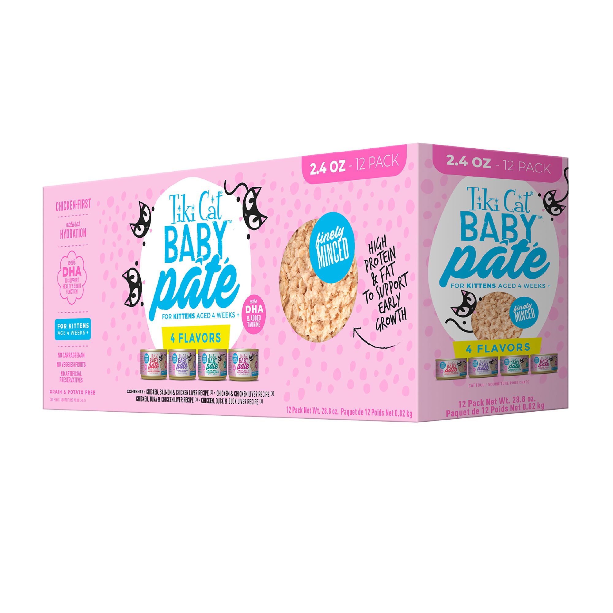 Tiki Cat Baby Wet Kitten Food Pate Variety Pack 2.4 oz Cans 12 ct