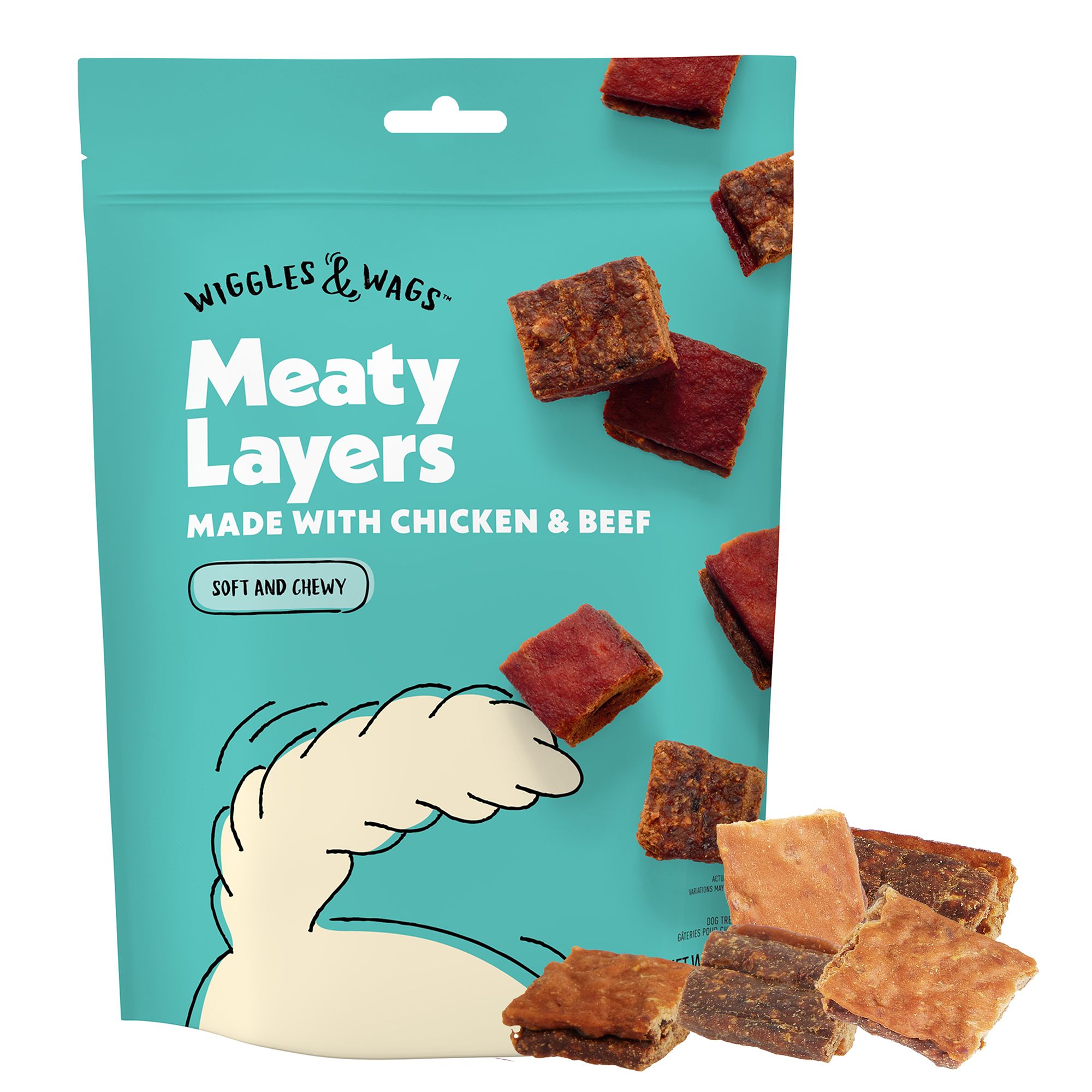 Wiggles & Wags Chicken & Beef Meaty Layers Dog Treats 6 OZ dog Soft
