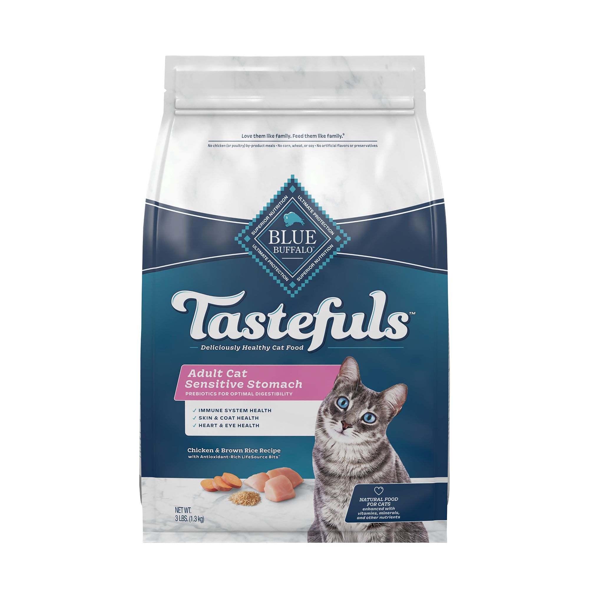 Blue Buffalo Tastefuls Adult Dry Cat Food with Chicken Brown Rice 3lbs