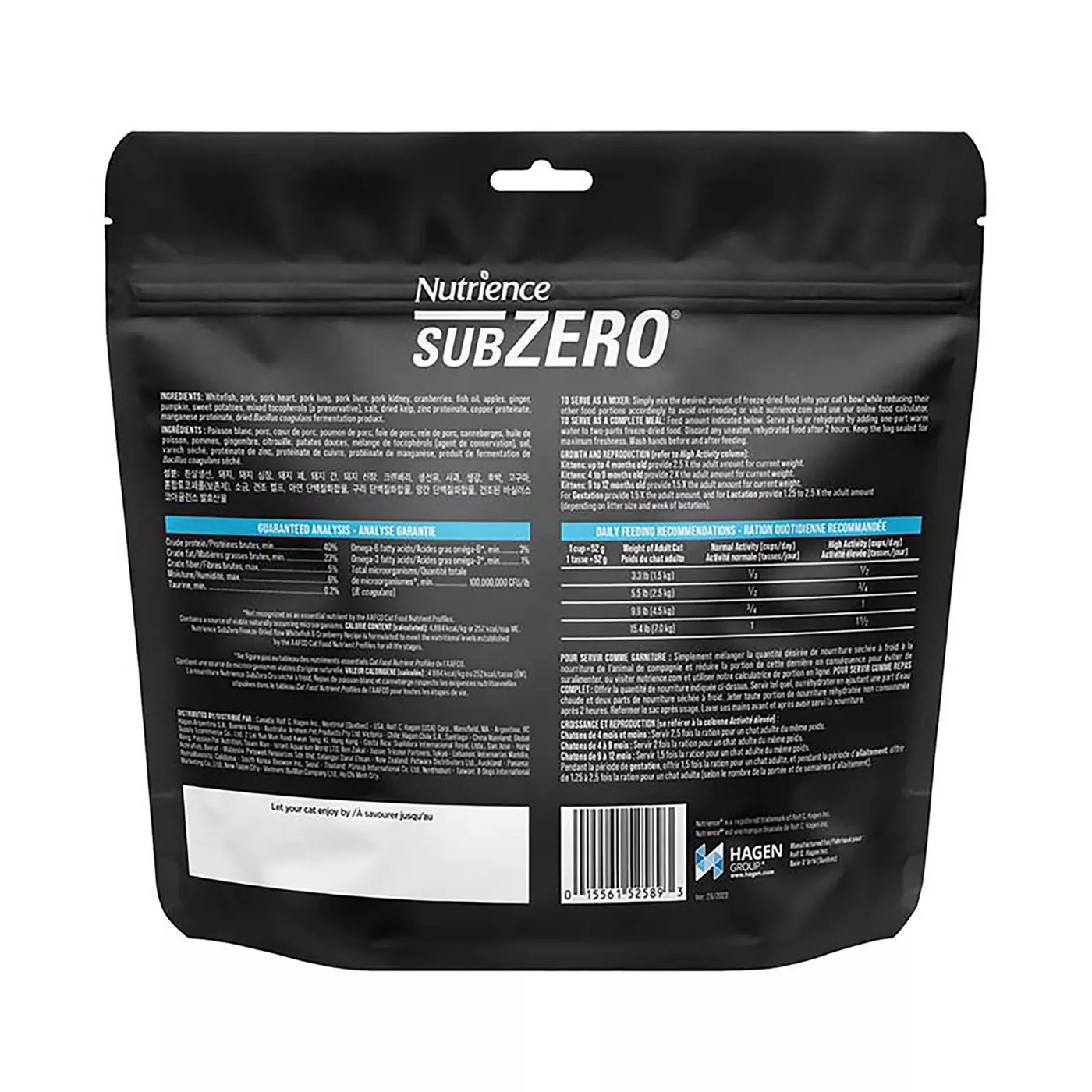 Nutrience SubZero FreezeDried Raw Adult Cat Food WhiteFish & Cranberry