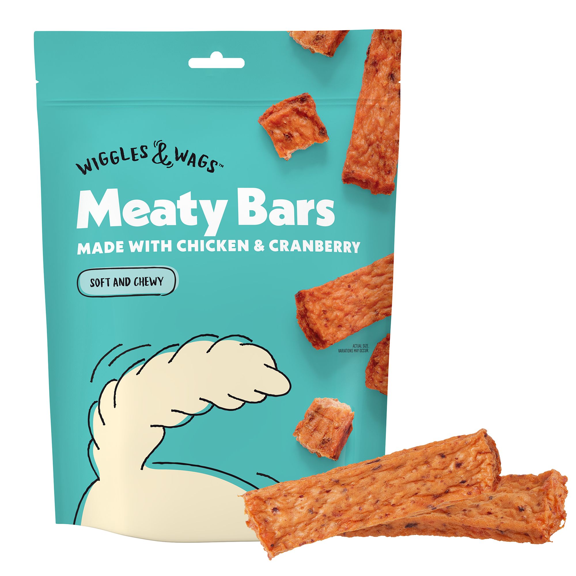 Wiggles Wags Meaty Bars Dog Treats Chicken Cranberry 8 oz