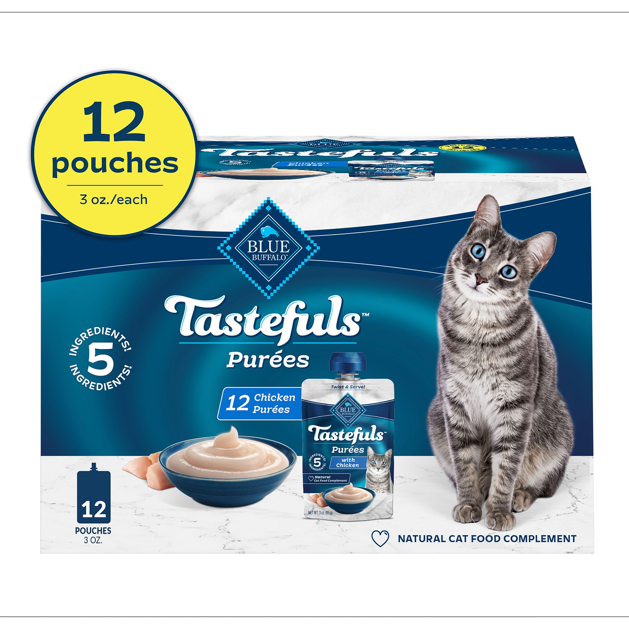 Blue Tastefuls Purees Adult Cat Food Topper 12 CT, 36 oz cat Food