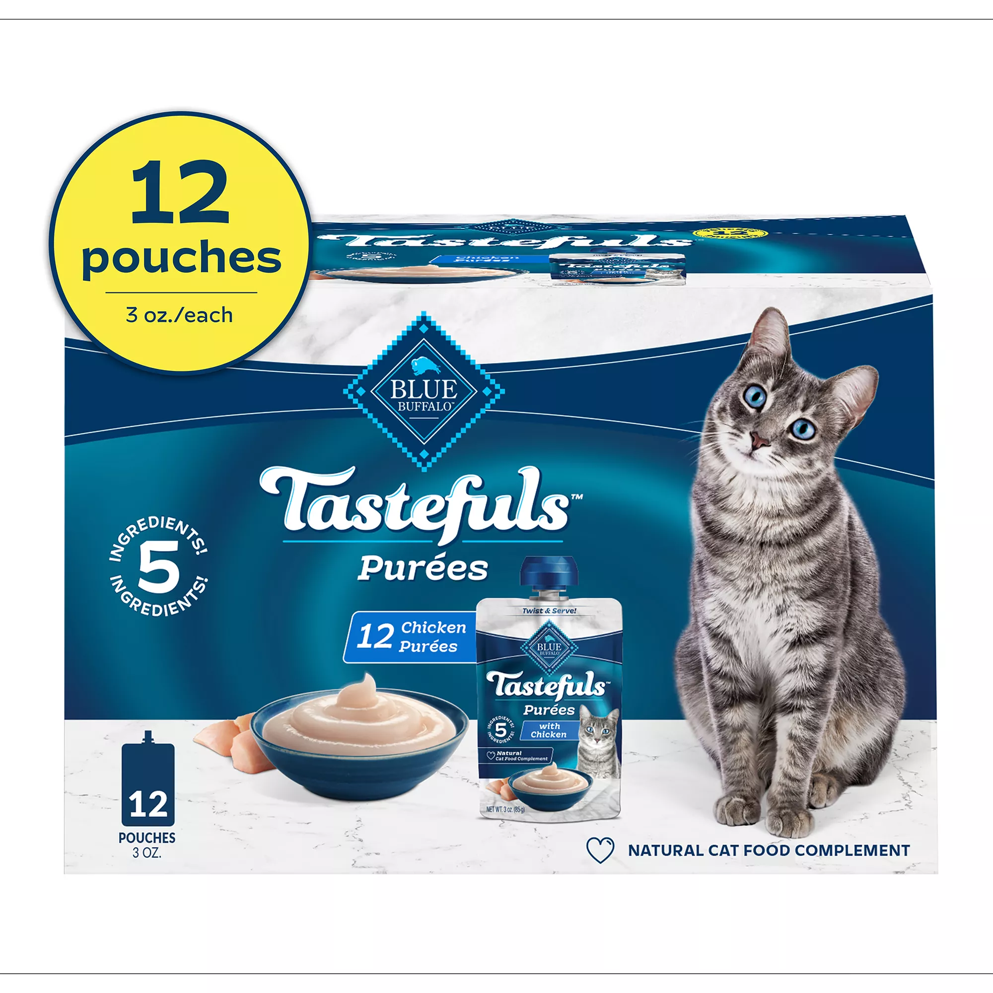 Blue Tastefuls Purees Adult Cat Food Topper - 12 CT, 36 oz