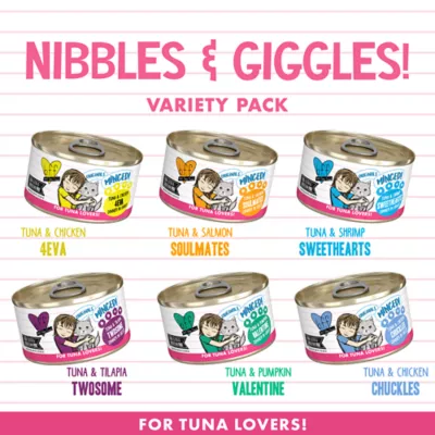 Product Weruva BFF Nibbles & Giggles Adult Wet Cat Food - Grain Free, Minced, 12 Count, Variety Pack, 36 Oz