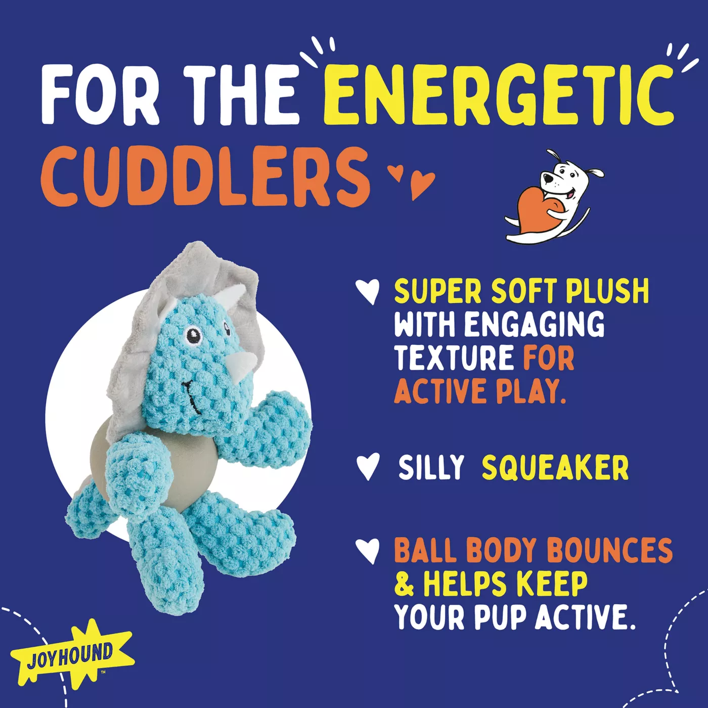 Joyhound Belly Plush Triceratops Squeaky Dog Toy