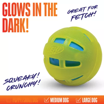 Nerf Dog Glow Checker Squeak and Crunch Ball