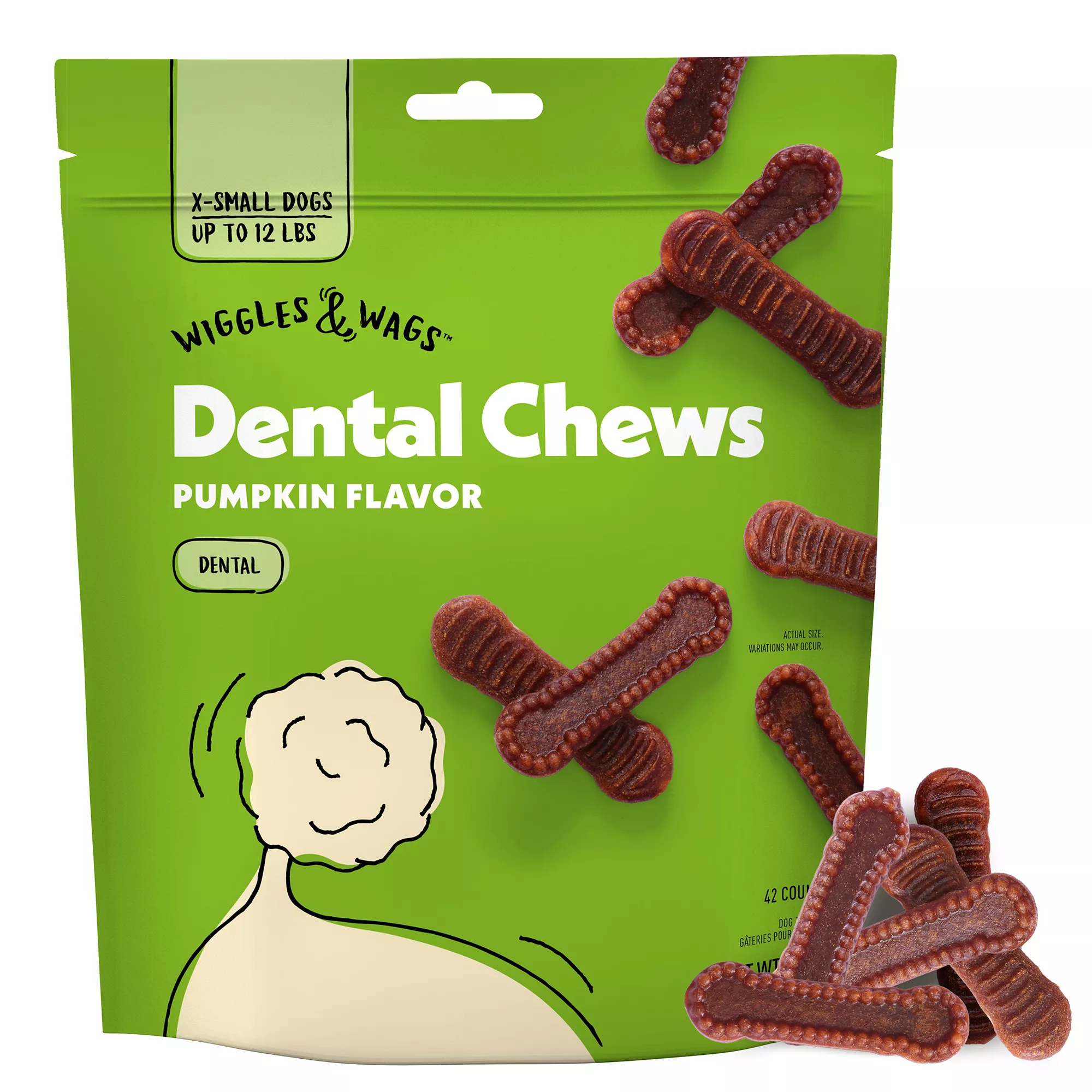 Wiggles & Wags Pumpkin Dental Chews Dog Treats 12 OZ