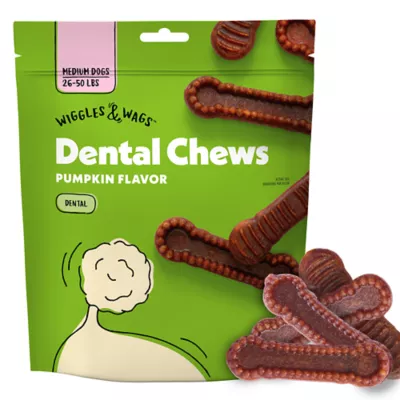 Product Wiggles & Wags Pumpkin Dental Chews Dog Treats 12 OZ
