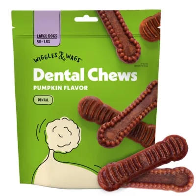 Product Wiggles & Wags Pumpkin Dental Chews Dog Treats 12 OZ