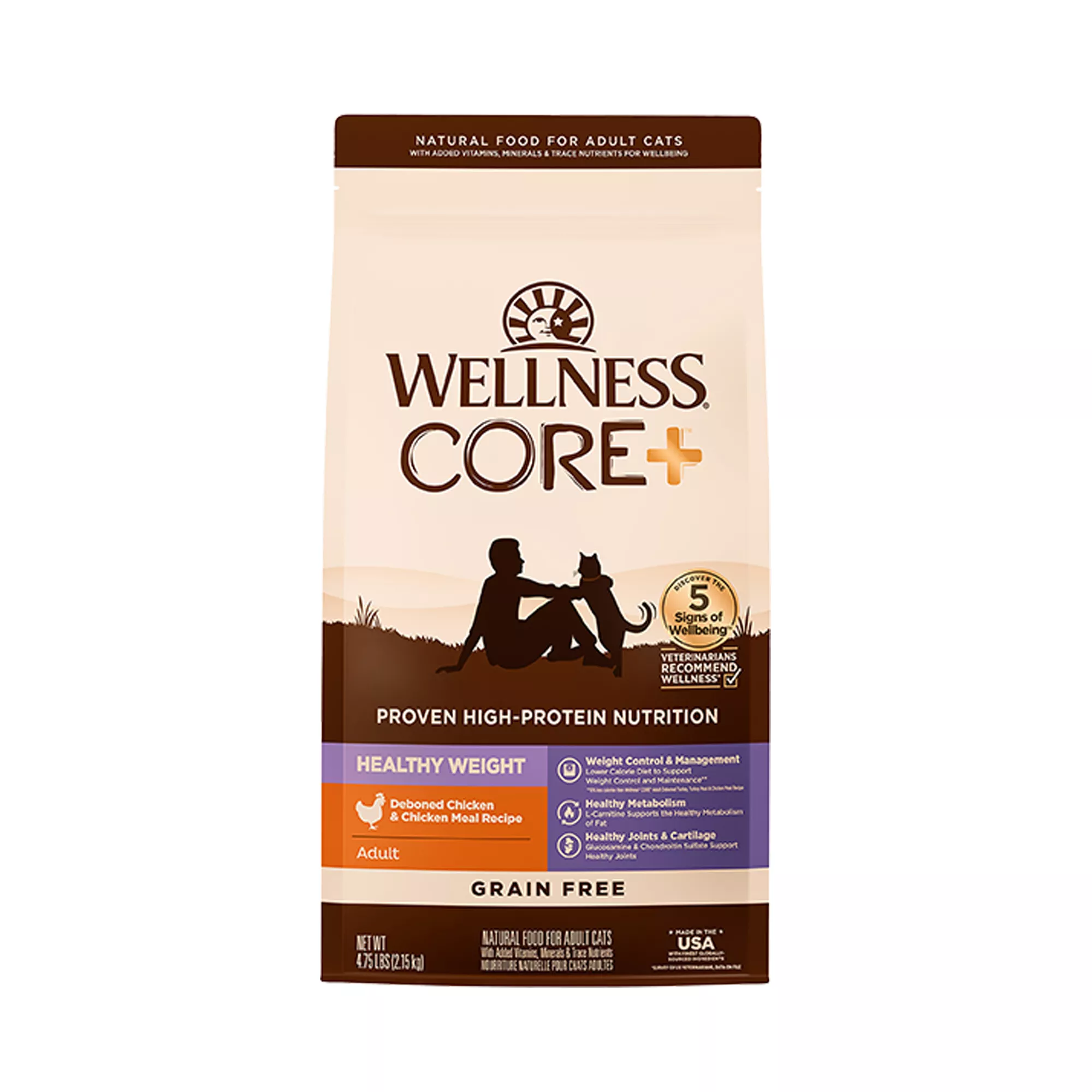 Wellness Core+ Adult Cat Food - Grain Free, Healthy Weight, Chicken & Chicken Meal