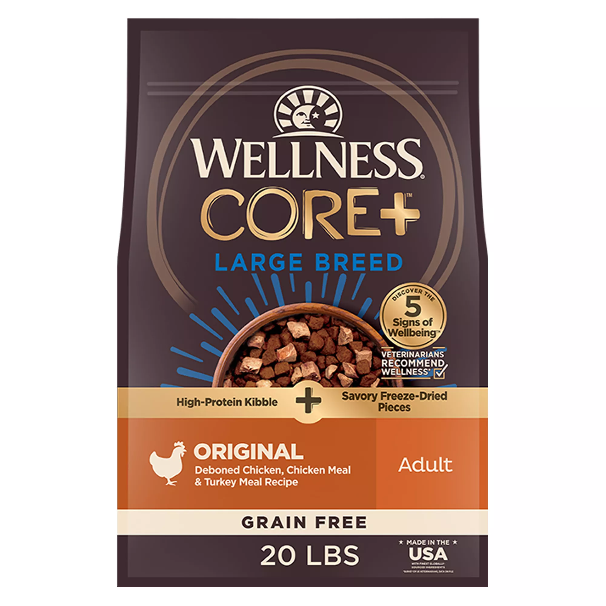 Wellness Core+ Large Breed Adult Dog Food - Original, Wholesome Grains