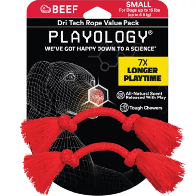 Product Playology Dri Tech Rope Dog Toy, Beef Flavored 2 Count