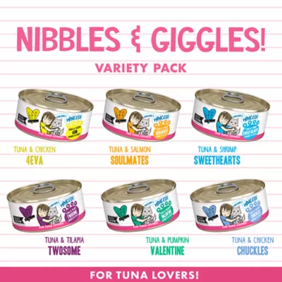 Product Weruva BFF Nibbles & Giggles Adult Wet Cat Food - Grain Free, Minced, 12 Count, Variety Pack, 66 Oz