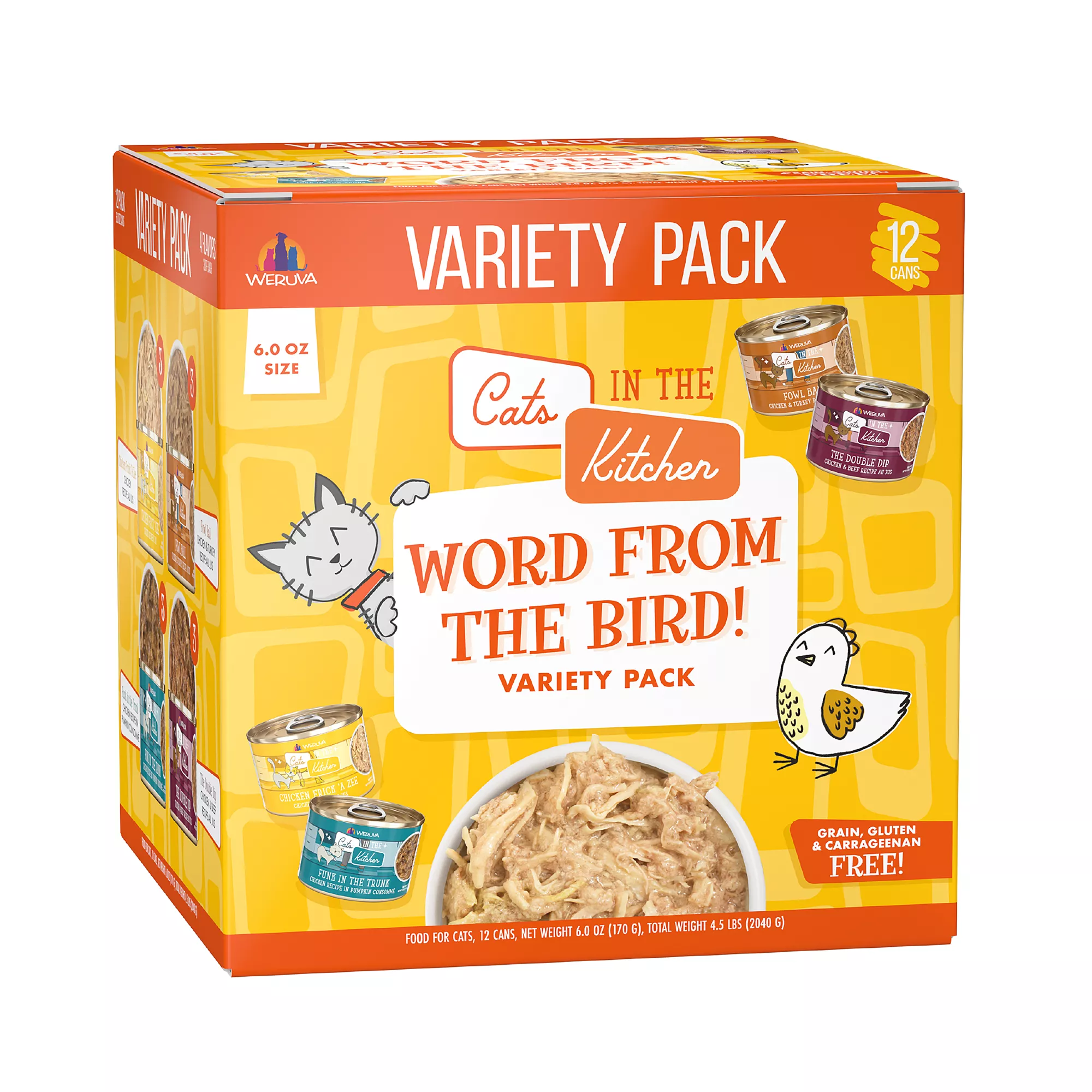 Weruva CITK Word From The Bird! Adult Wet Cat Food - Grain Free, 12 Count, Variety Pack, 72 Oz