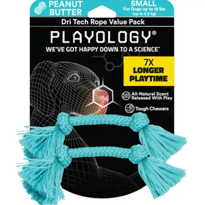 Product Playology Dri Tech Rope Dog Toy, Peanut Butter Flavored 2 Count