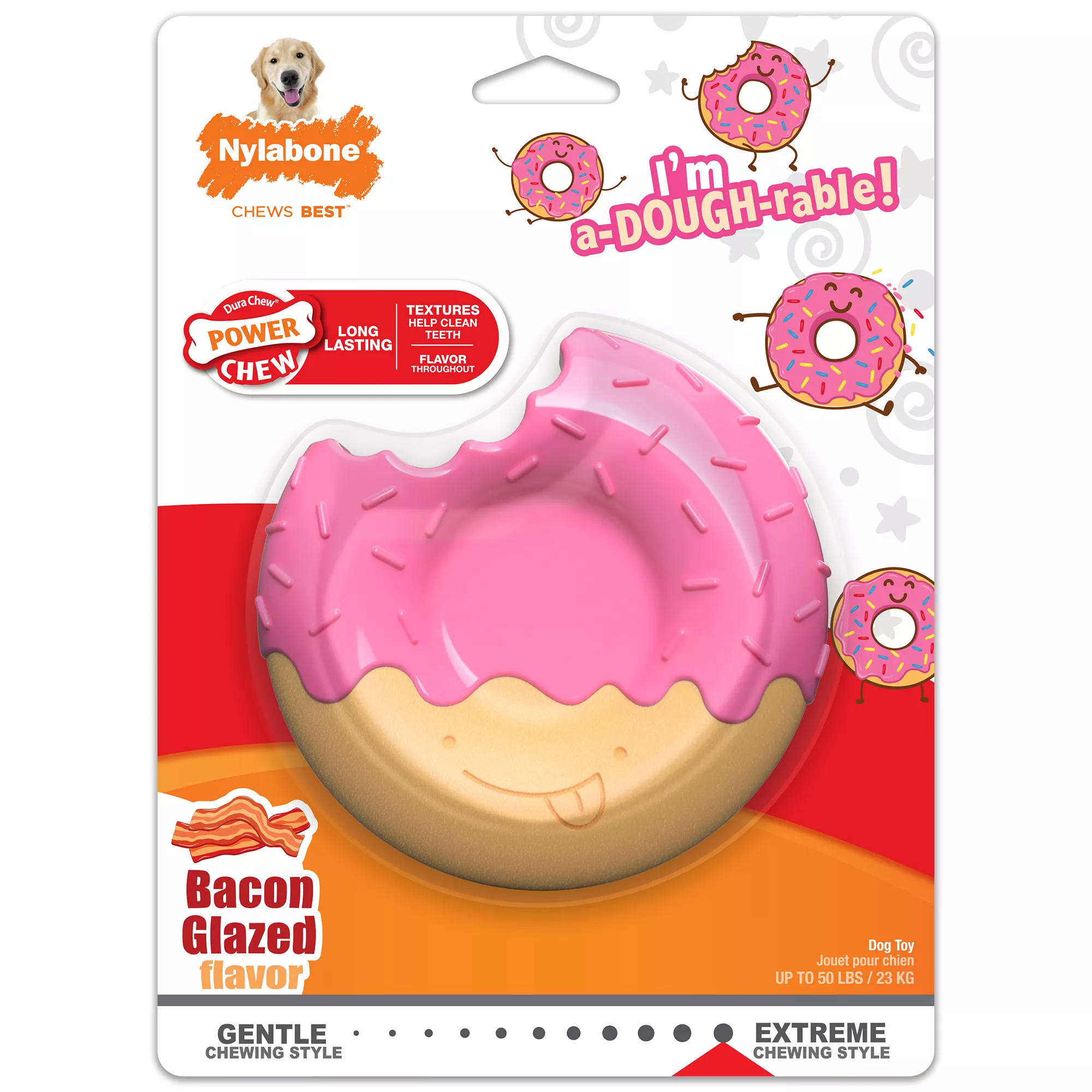 Nylabone® Power Chew Donut Dog Toy, Bacon Glazed Flavor