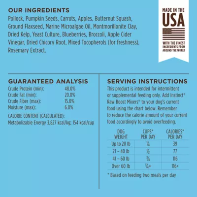 Product Instinct® Raw Boost Mixers Freeze-Dried All Life Stage Dog Food Topper - Grain Free, Alaskan Pollock
