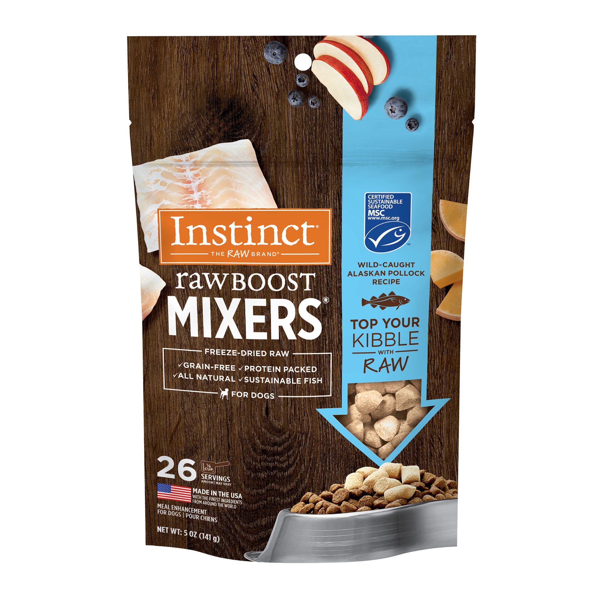 Instinct Raw Boost Mixers Freeze Dried All Life Stage Dog Food Topper Grain Free Alaskan Pollock