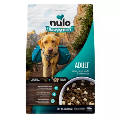 Product Nulo Raw Medley Adult Dog Food - Kibble Plus Freeze Dried Pieces, Salmon, Sweet Potato & Turkey