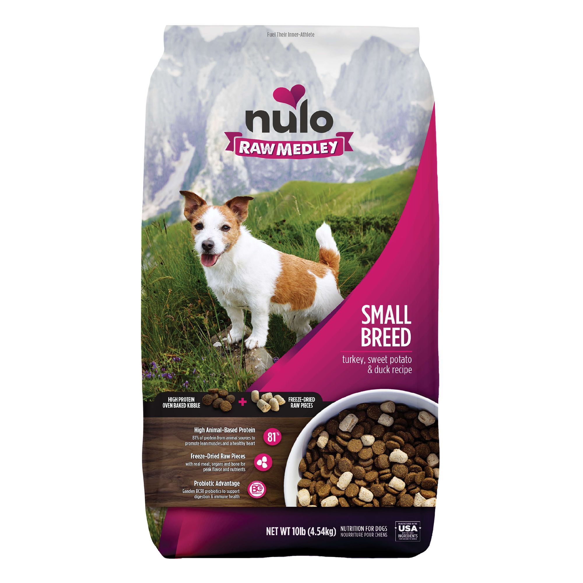 Nulo Raw Medley Small Breed Adult Dog Food Kibble Plus Freeze Dried Turkey Sweet Potato Duck