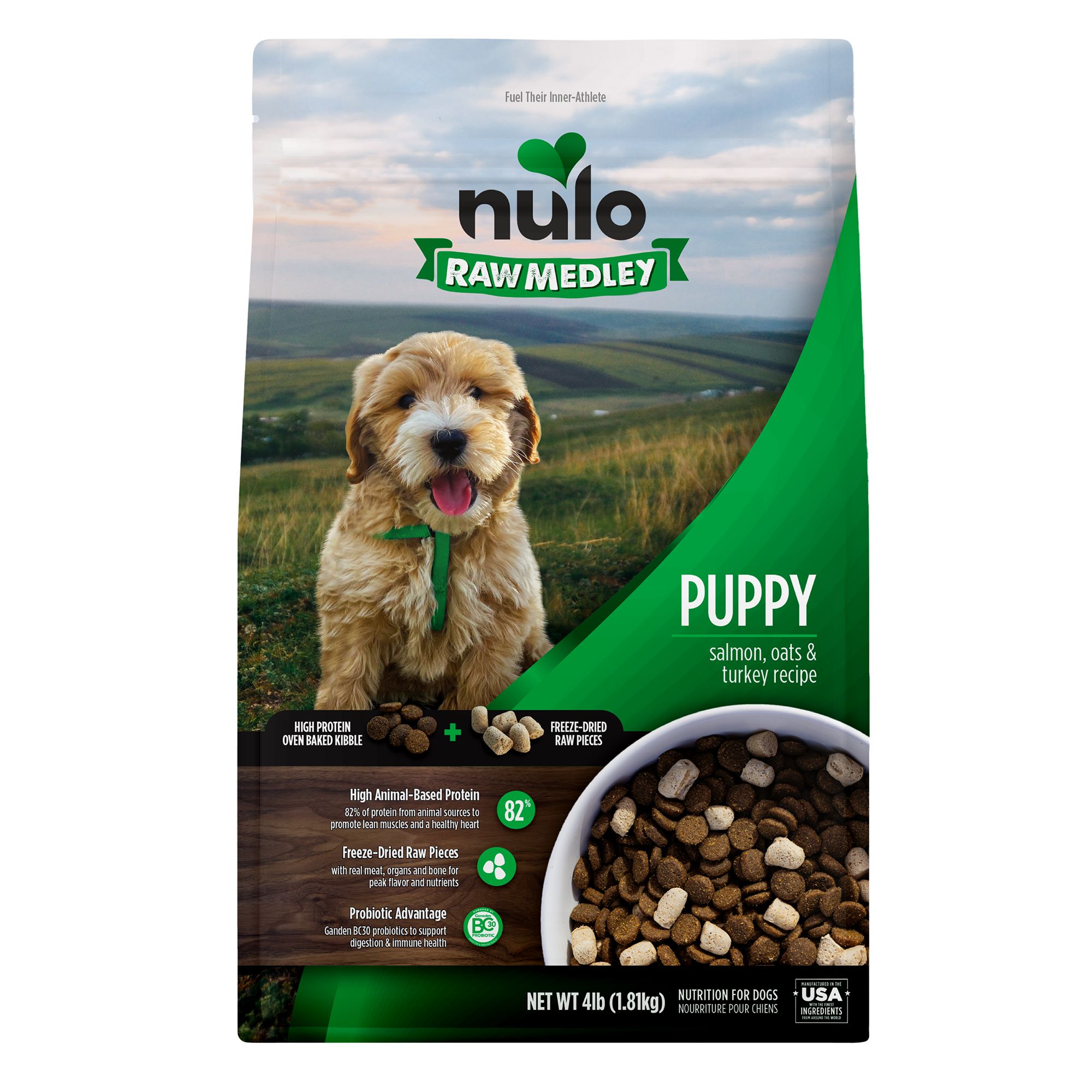 nulo-raw-medley-puppy-dog-food-kibble-plus-freeze-dried-pieces-salmon-oats-turkey-recipe