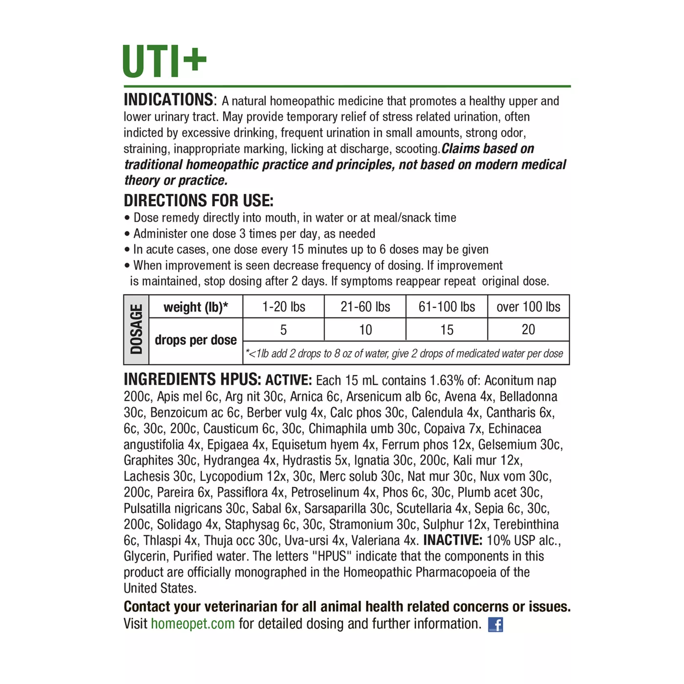 HomeoPet UTI Unrinary Tract Infection for Dogs