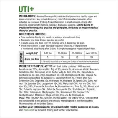 HomeoPet® Dog UTI+ Liquid Urinary Supplement, Support Upper & Lower Urinary Tract, 15-ml bottle - Image 6