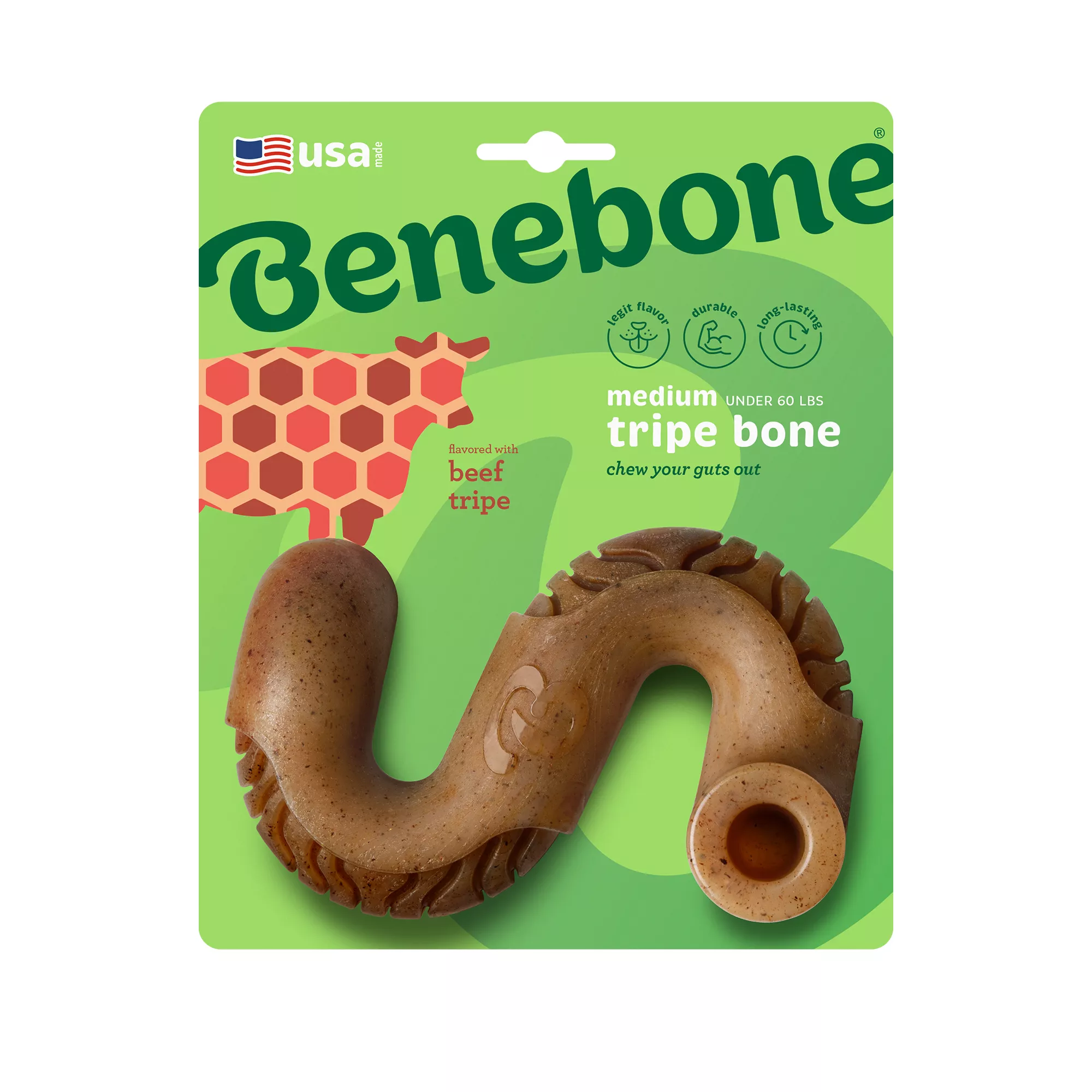 Benebone Tripe Bone Tough Dog Chew Toy