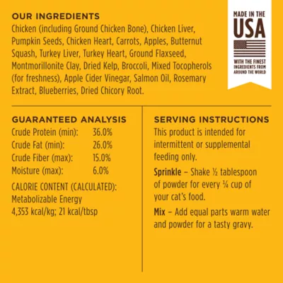 Product Instinct RawBoost Shakers Cat Food Topper - Freeze Dried, Chicken Recipe, 5.5 OZ