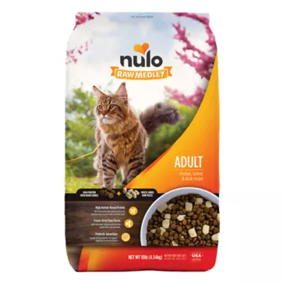 Nulo Raw Medley Adult Cat Food Grain Free Kibble Freeze Dried Raw Chicken Turkey Duck