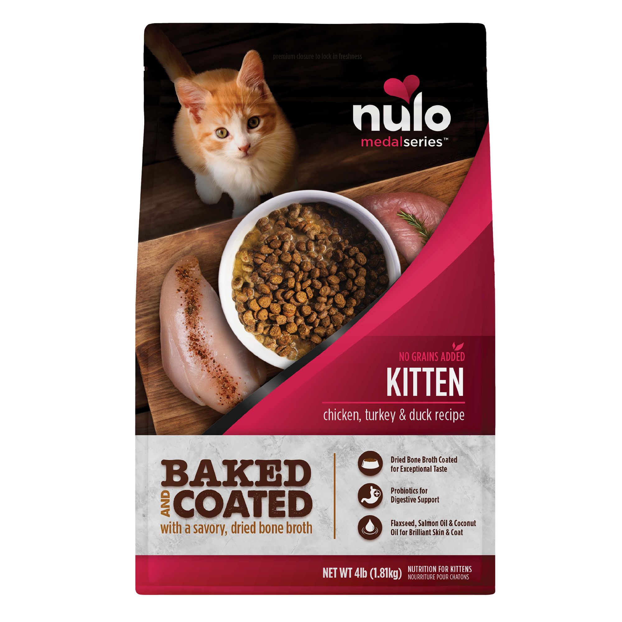 Nulo Baked and Coated Kitten Food Grain Free Chicken Turkey Duck