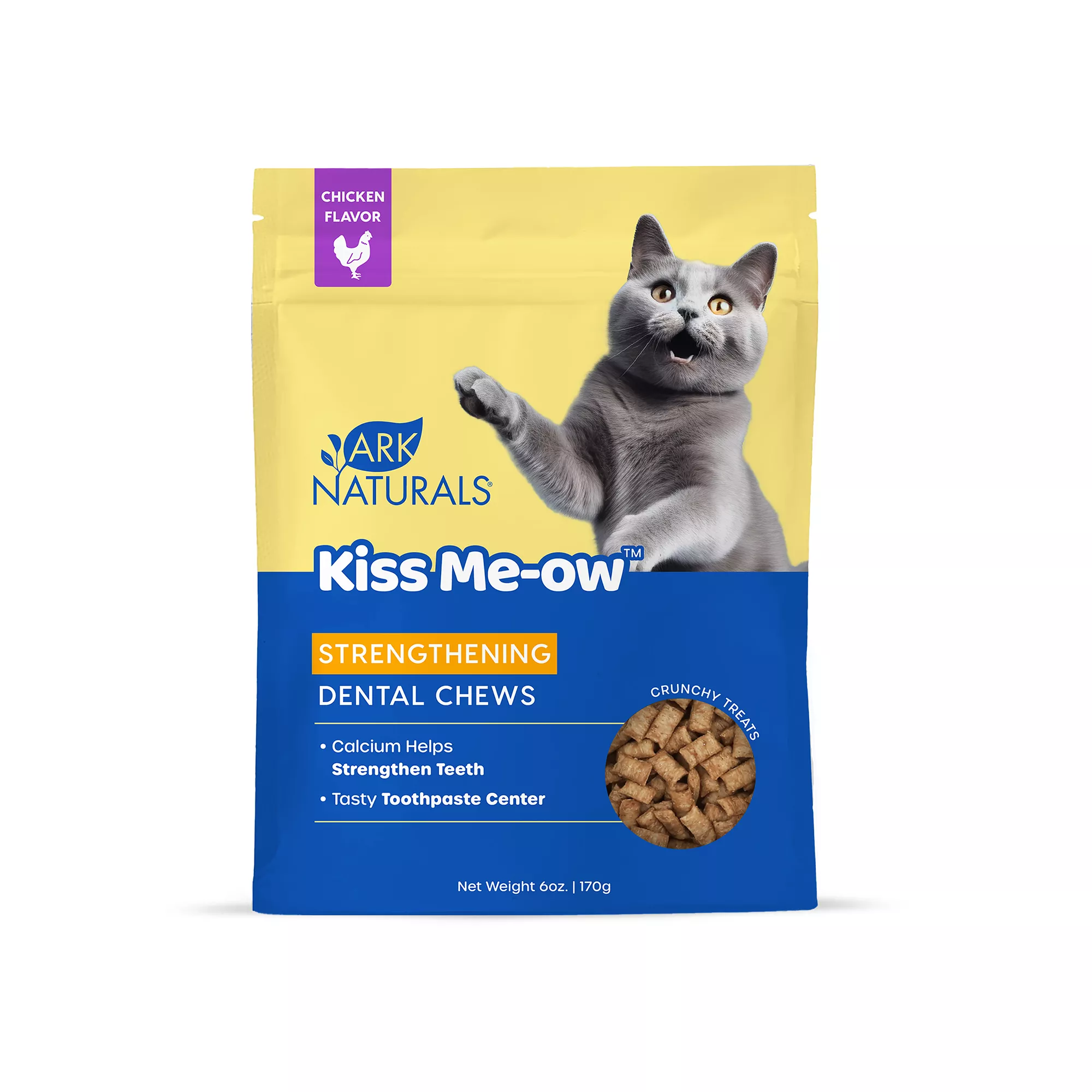 Ark Naturals Kiss Me-ow Stengthening Dental Chews Crunchy Cat Treats - Chicken